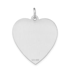 Sterling Silver Rhodium Engraveable Non-Enameled Heart Medical Pendant