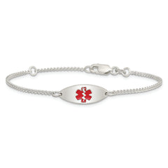 Sterling Silver Rhodium-plated Enamel Medical Jewelry Bracelet