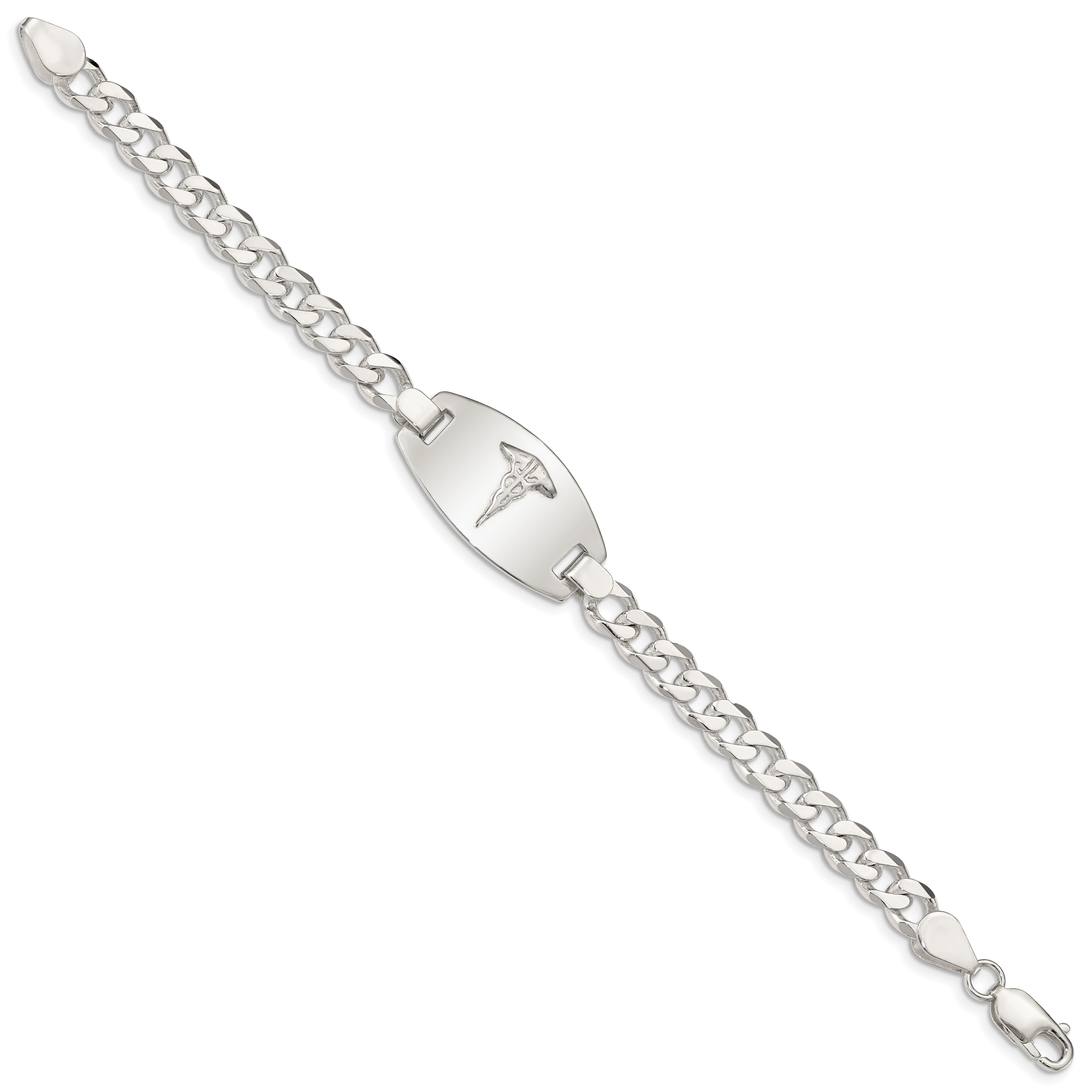 Sterling Silver Medical Jewelry Curb Link Bracelet