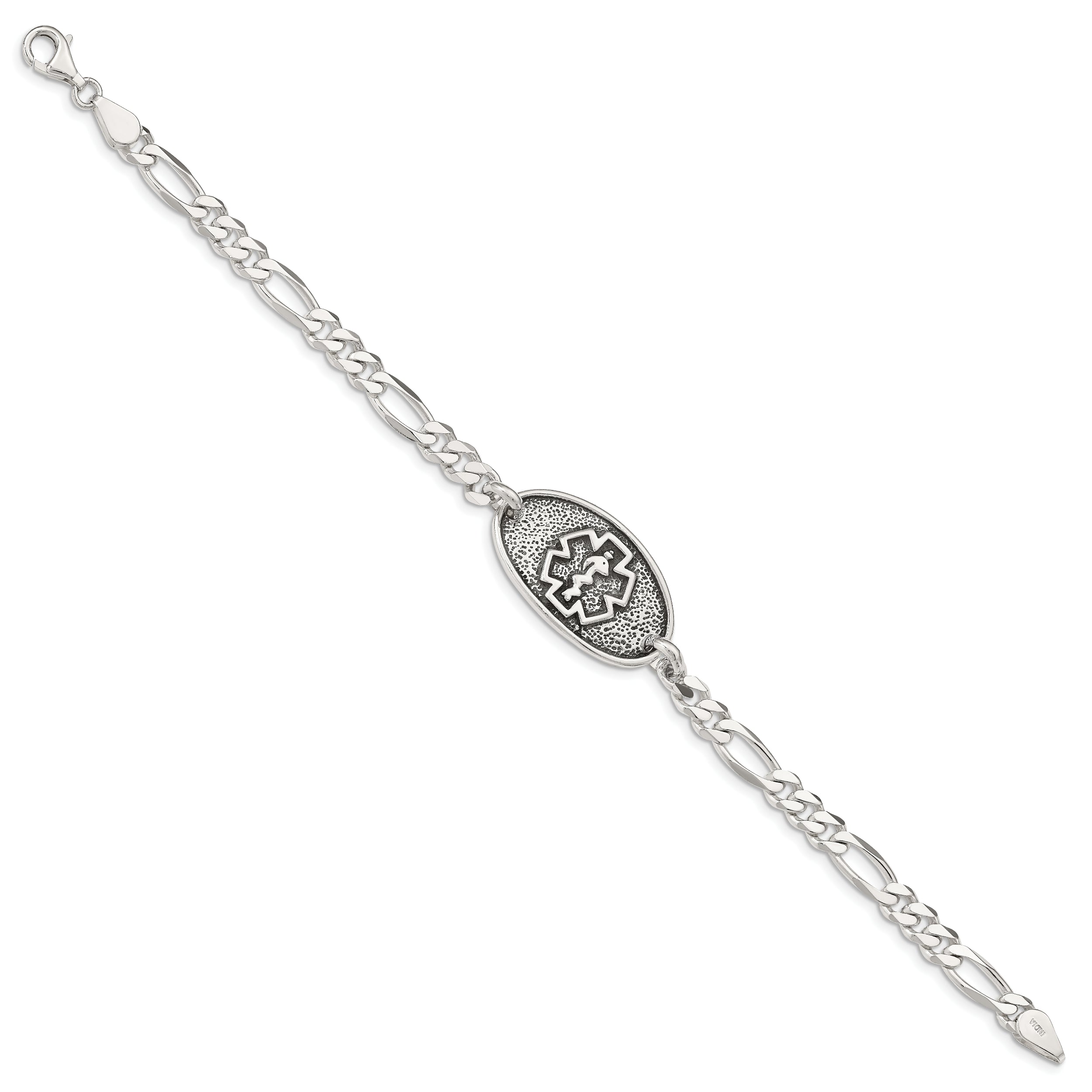 Sterling Silver Antiqued / Polished Medical Bracelet