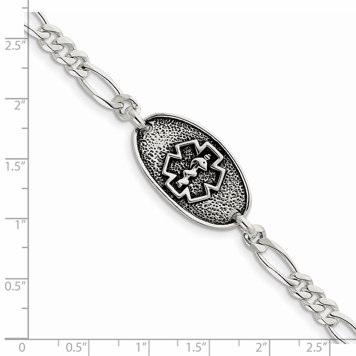 Sterling Silver Antiqued / Polished Medical Bracelet