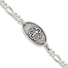 Sterling Silver Antiqued / Polished Medical Bracelet