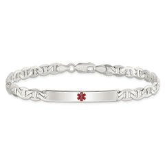 Sterling Silver Polished Medical Anchor Link ID Bracelet