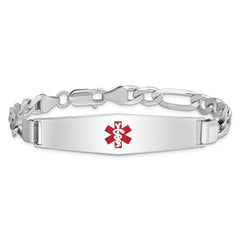 Sterling Silver Rhodium-plated Medical ID Figaro Link Bracelet