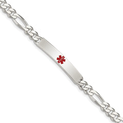 Sterling Silver Polished Medical Figaro Anchor Link ID Bracelet