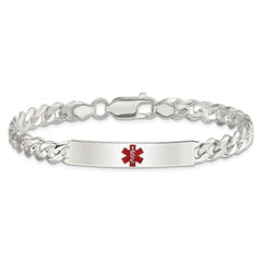 Sterling Silver Polished Medical Curb Link ID Bracelet