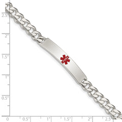 Sterling Silver Polished Medical Curb Link ID Bracelet