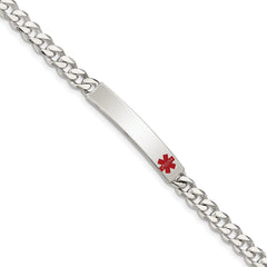 Sterling Silver Polished Medical Curb Link ID Bracelet