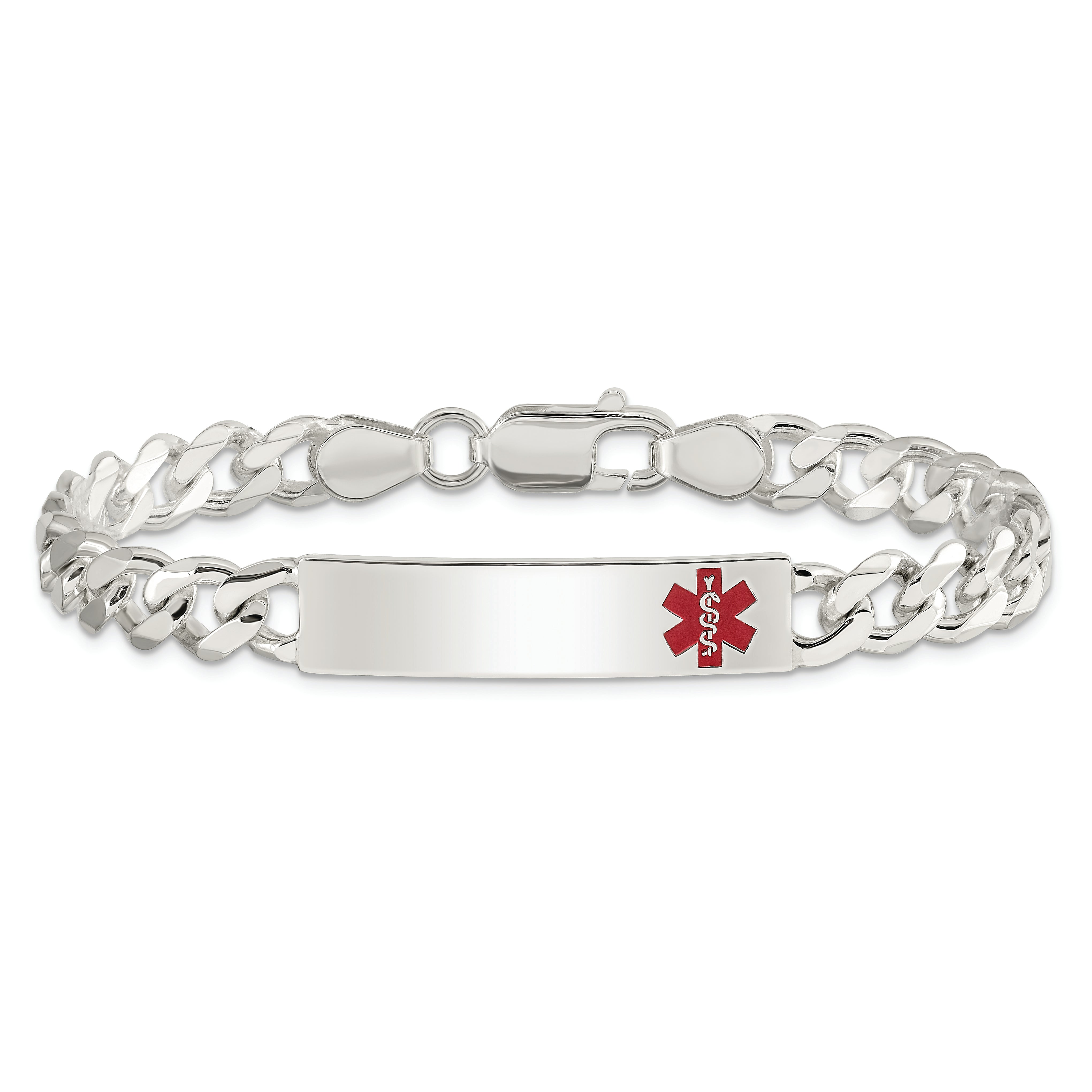 Sterling Silver Polished Medical Curb Link ID Bracelet