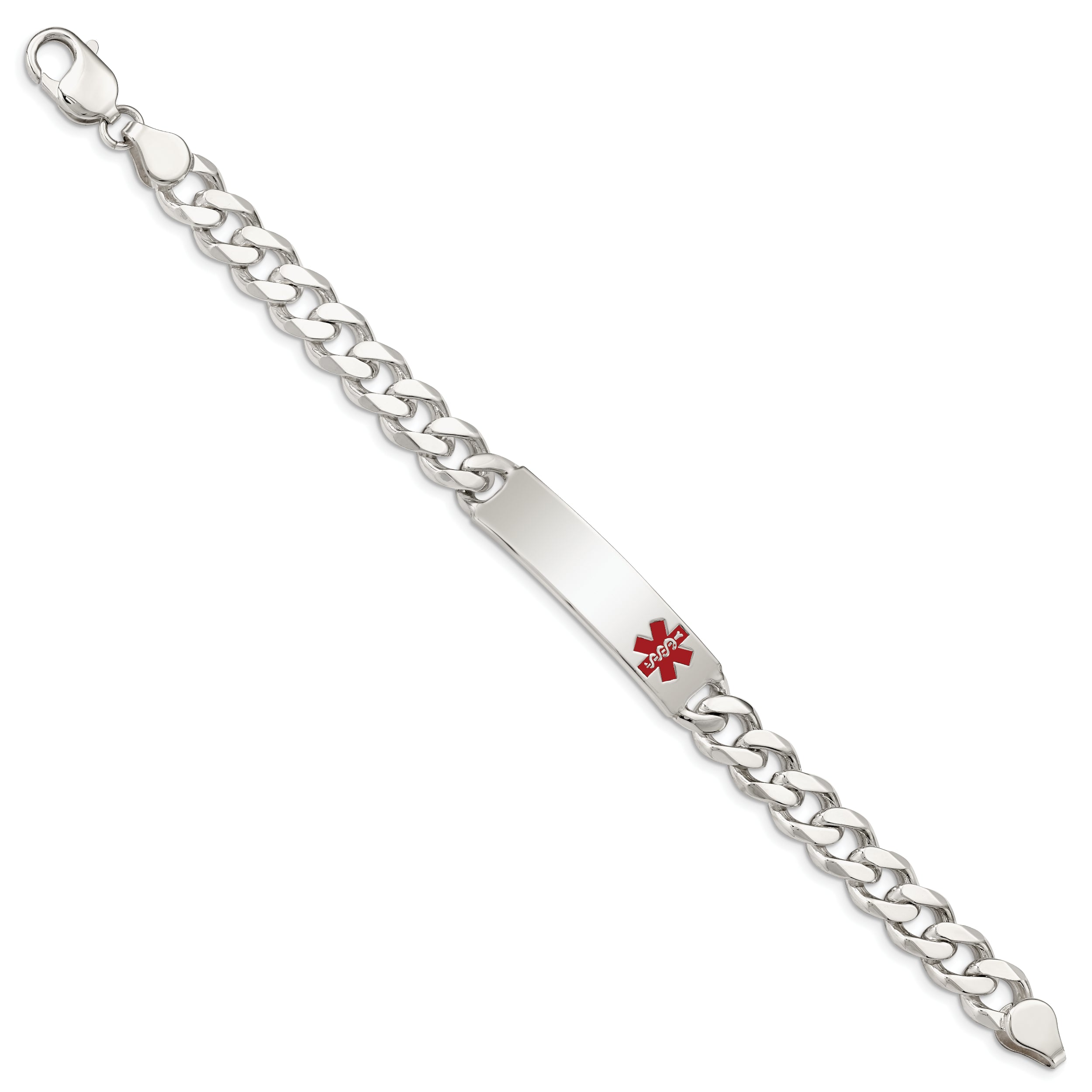 Sterling Silver Polished Medical Curb Link ID Bracelet