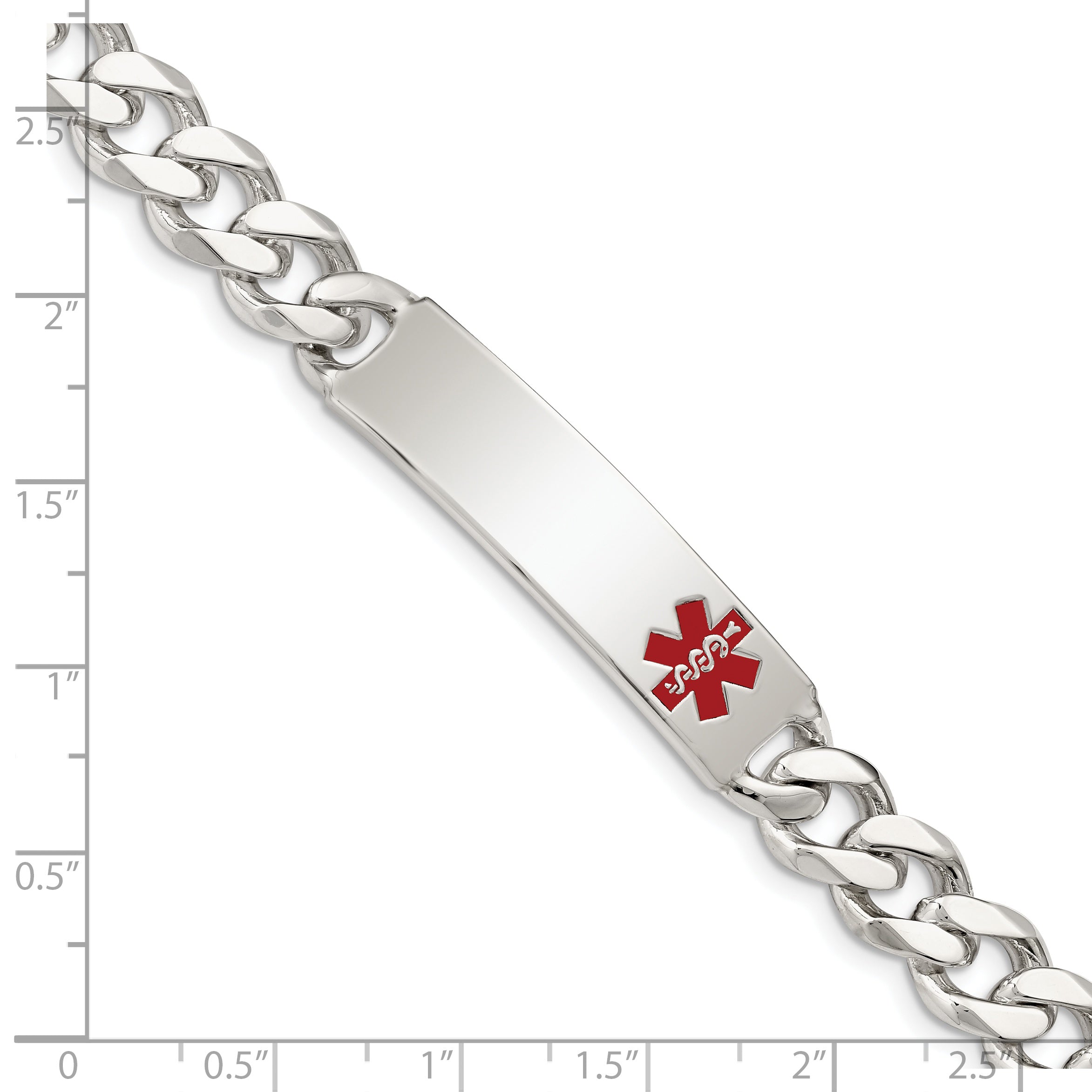 Sterling Silver Polished Medical Curb Link ID Bracelet