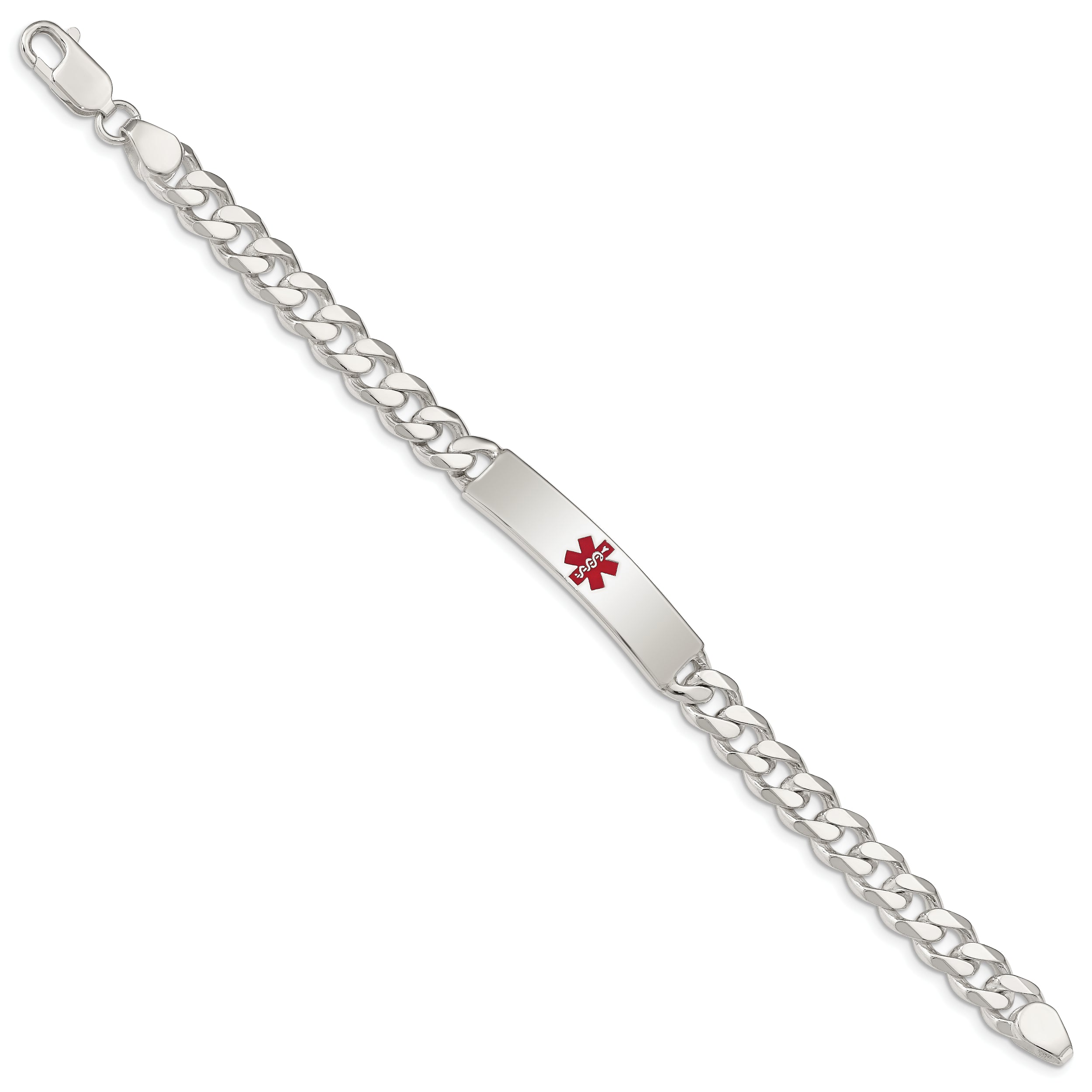 Sterling Silver Polished Medical Curb Link ID Bracelet