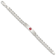 Sterling Silver Polished Medical Curb Link ID Bracelet