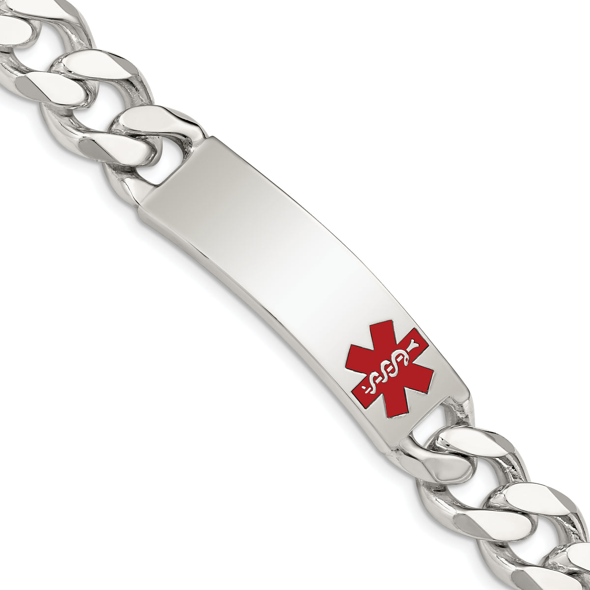 Sterling Silver Polished Medical Curb Link ID Bracelet