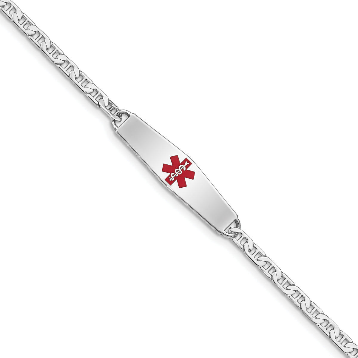 Sterling Silver Rhodium-plated Medical ID Anchor Link Bracelet