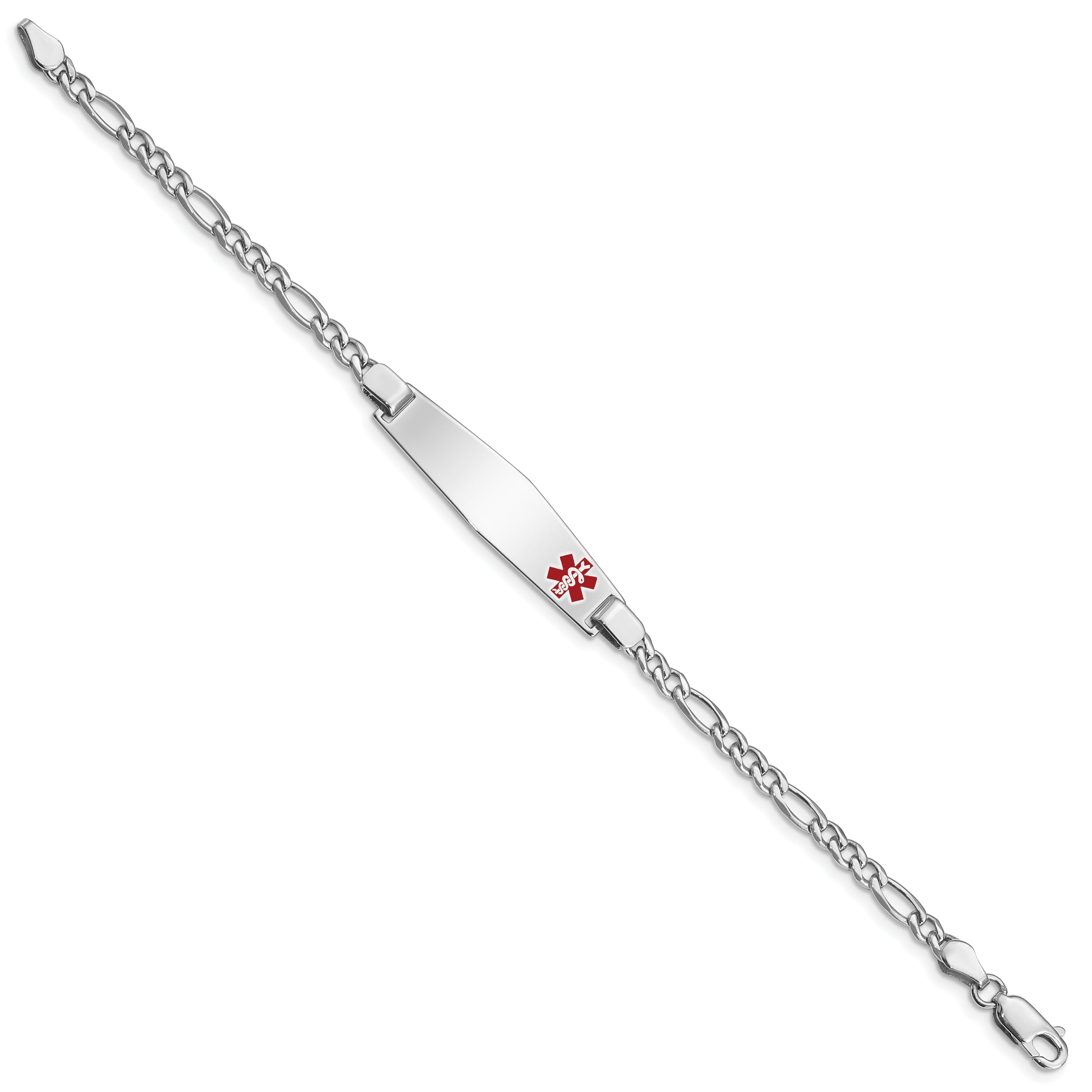 Sterling Silver Rhodium-plated Medical ID Figaro Link Bracelet