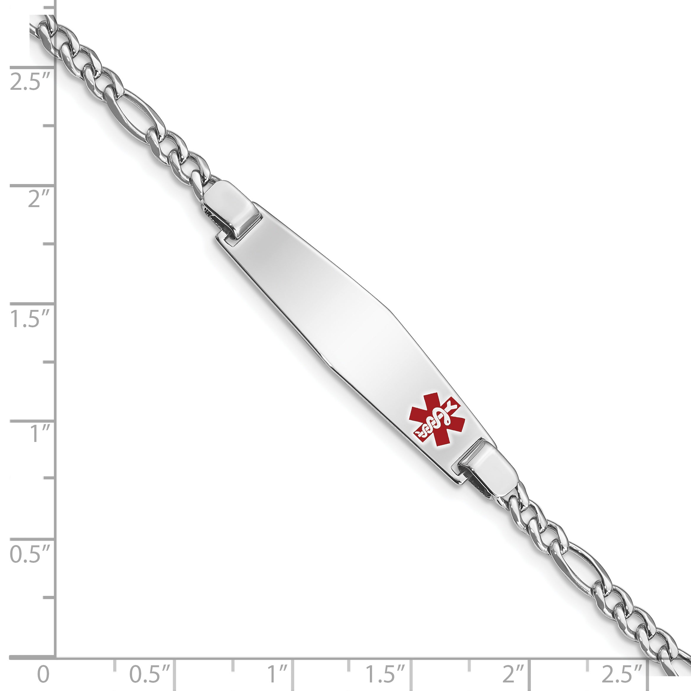 Sterling Silver Rhodium-plated Medical ID Figaro Link Bracelet