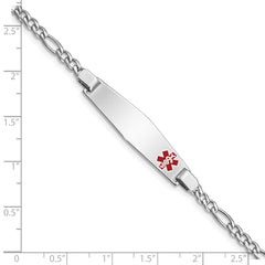 Sterling Silver Rhodium-plated Medical ID Figaro Link Bracelet