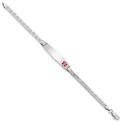 Sterling Silver Rhodium-plated Medical ID Anchor Link Bracelet