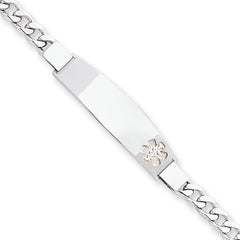 Sterling Silver Rhod-plated Non-enameled Medical ID Curb Link Bracelet