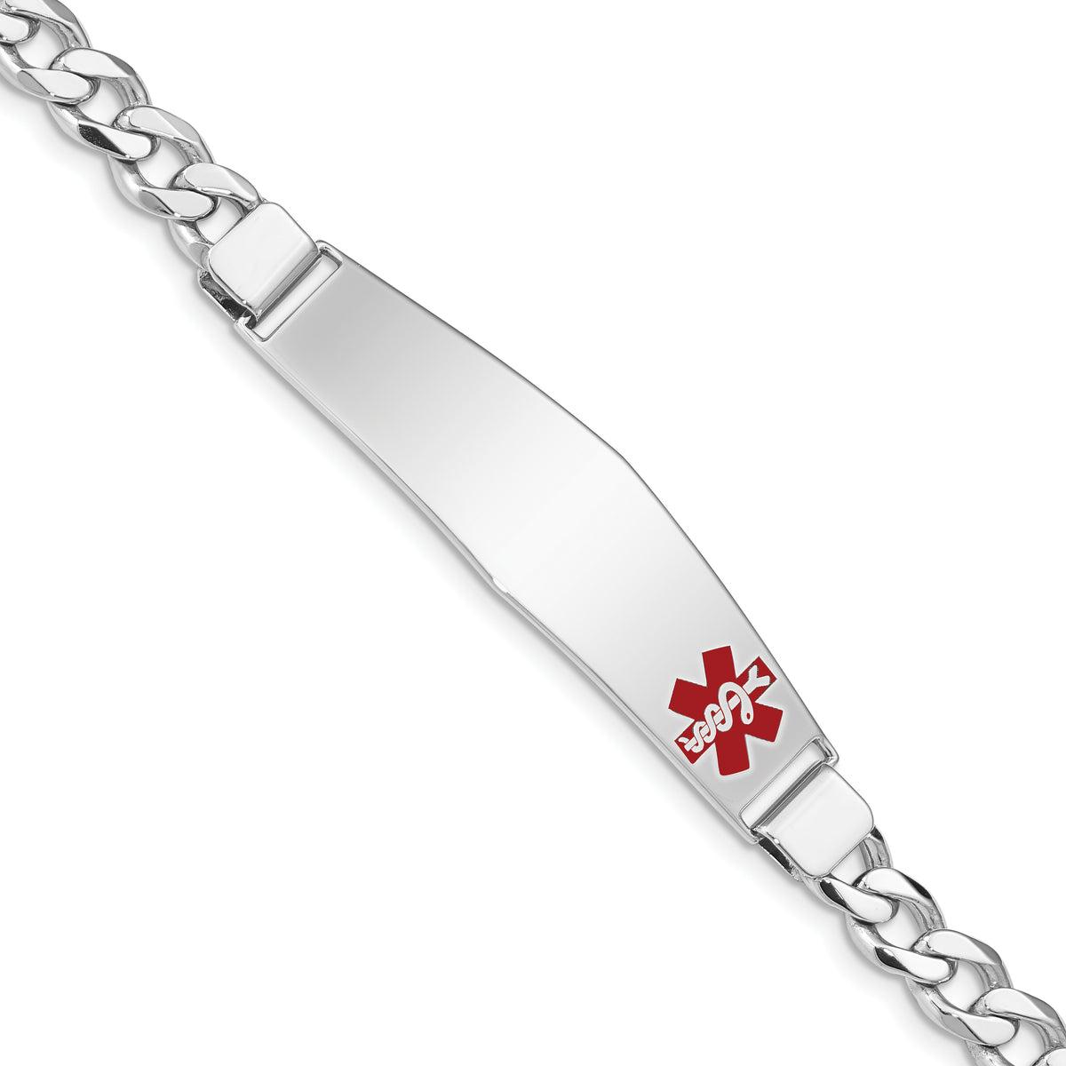 Sterling Silver Rhodium-plated Medical ID Curb Link Bracelet