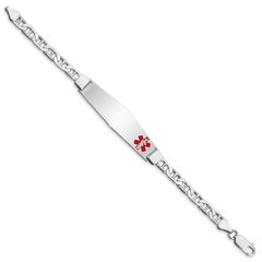 Sterling Silver Rhodium-plated Medical ID Anchor Link Bracelet