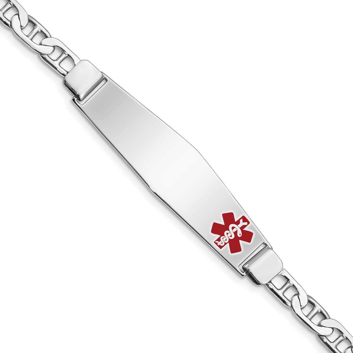 Sterling Silver Rhodium-plated Medical ID Anchor Link Bracelet