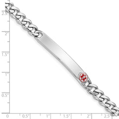 Sterling Silver Rhodium-plated Medical ID Curb Link Bracelet