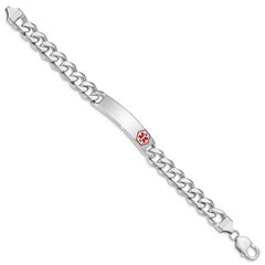 Sterling Silver Rhodium-plated Medical ID Curb Link Bracelet