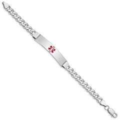 Sterling Silver Rhodium-plated Medical ID Curb Link Bracelet