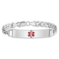 Sterling Silver Rhodium-plated Medical ID Curb Link Bracelet