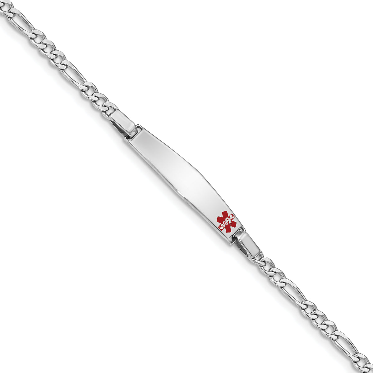 Sterling Silver Rhodium Children's Medical ID Bracelet w/Figaro ID Bracelet