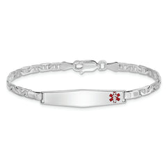 Sterling Silver Rhod-plated Children's Medical ID Bracelet w/Anchor