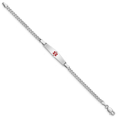 Sterling Silver Rhod-plated Children's Medical ID Curb Link Bracelet