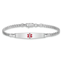 Sterling Silver Rhod-plated Children's Medical ID Curb Link Bracelet