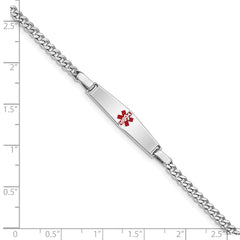 Sterling Silver Rhod-plated Children's Medical ID Curb Link Bracelet