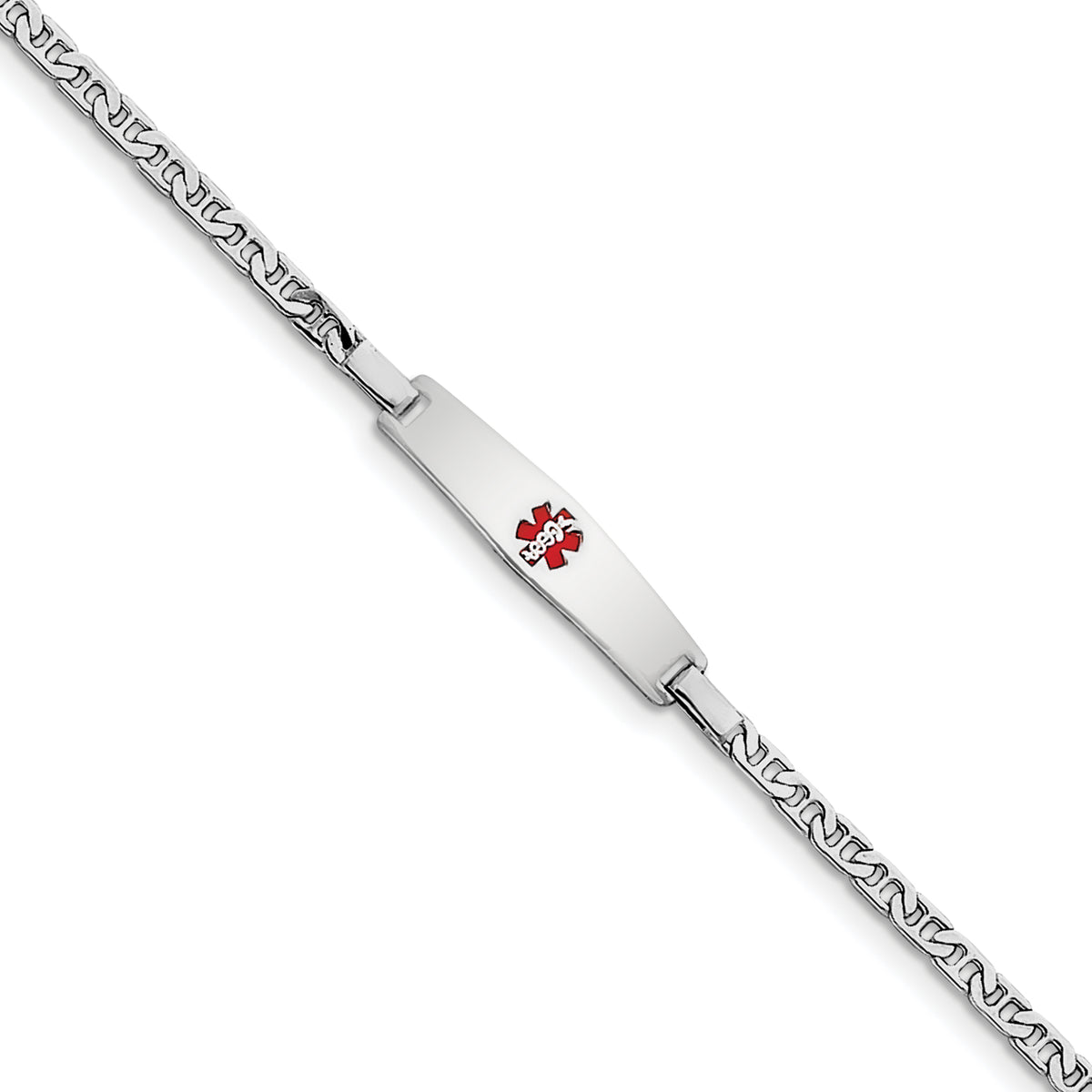 Sterling Silver Rhod-plated Children's Medical ID Anchor Link Bracelet