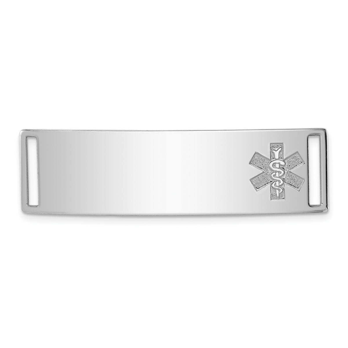 Sterling Silver Rhodium-plated Non-enameled Medical ID Plate