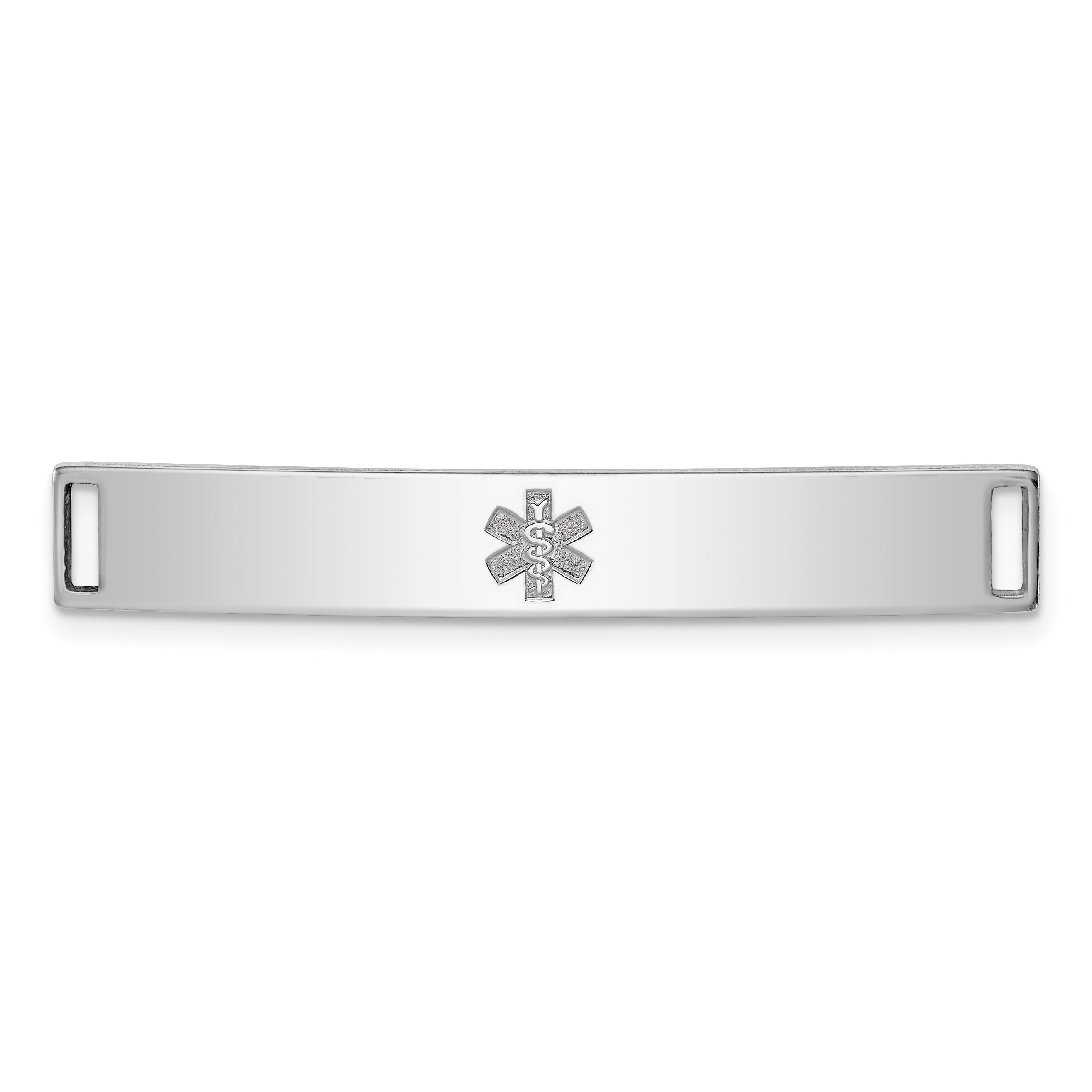 Sterling Silver Rhodium-plated Non-enameled Medical ID Plate