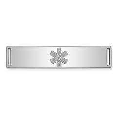 Sterling Silver Rhodium-plated Non-enameled Medical ID Plate