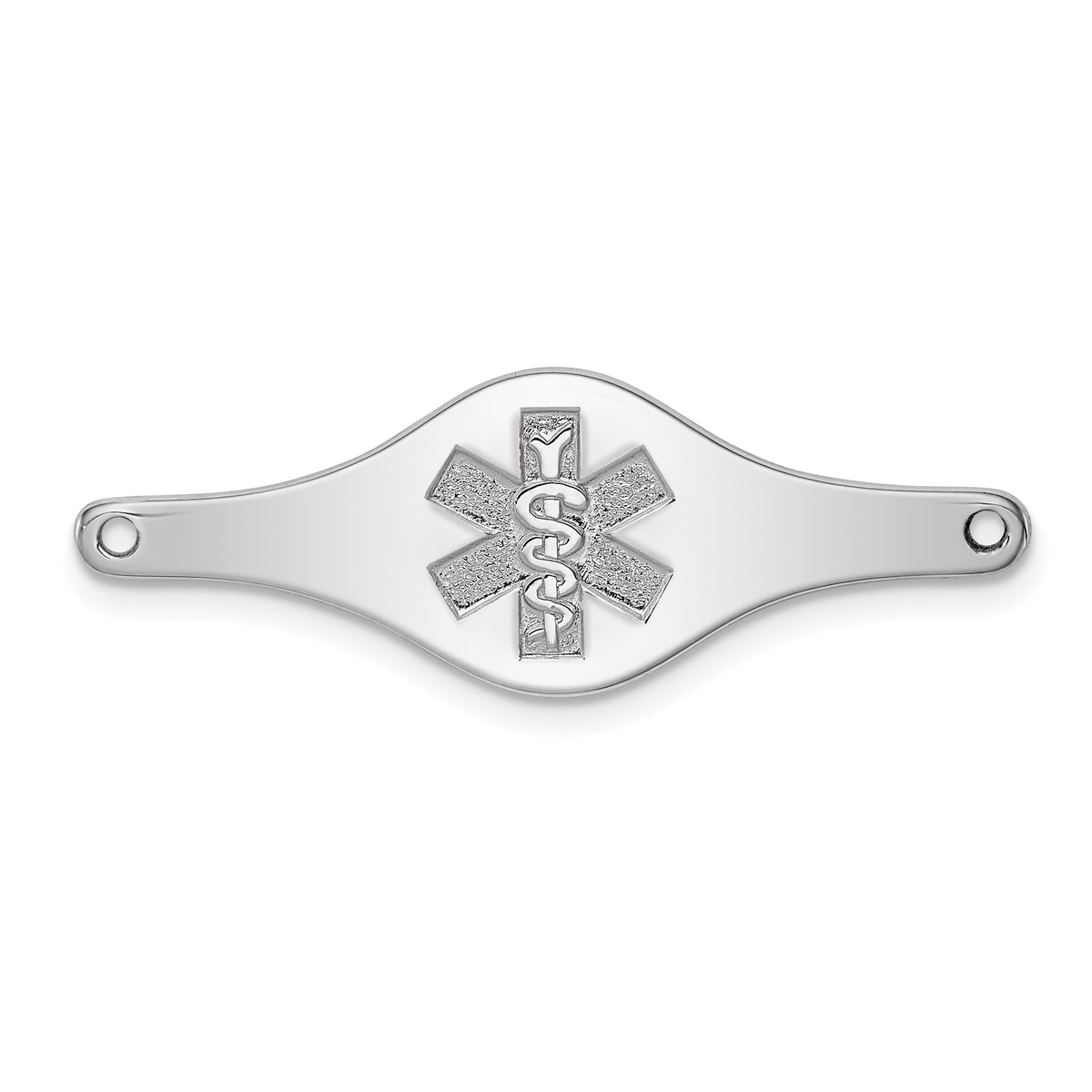 Sterling Silver Rhodium-plated Non-enameled Medical ID Plate