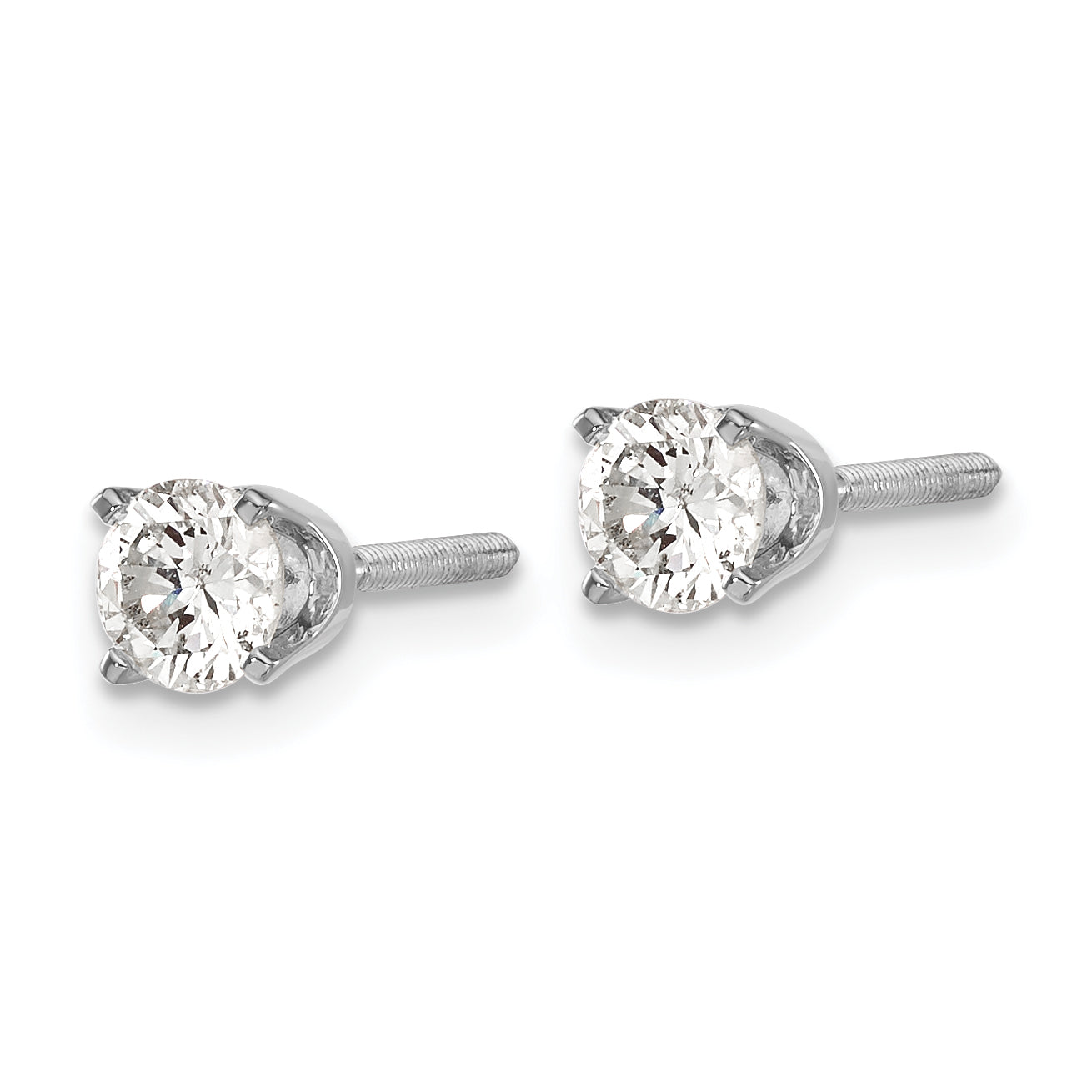 14k White Gold AA Quality Complete Diamond Stud Earring