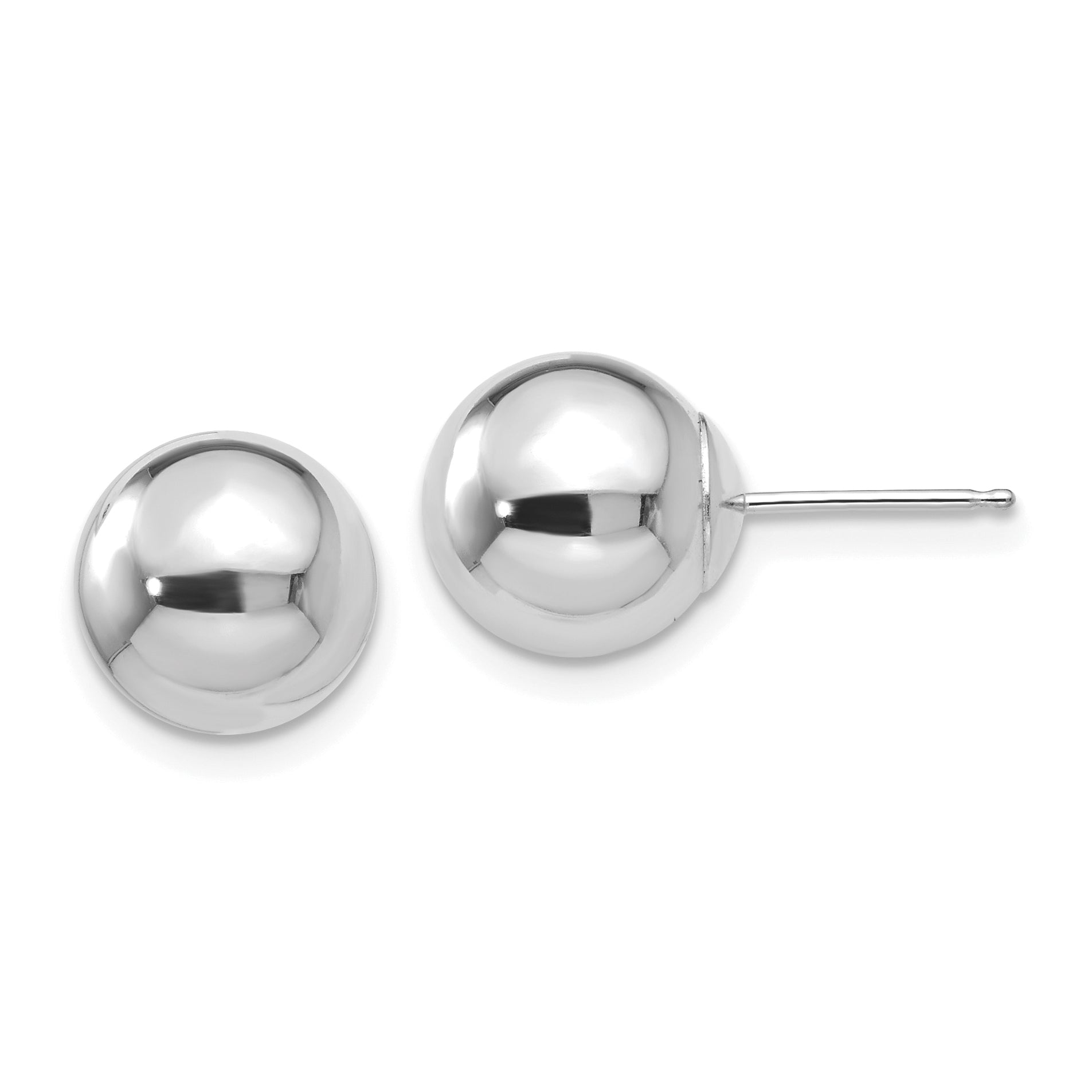 14k White Gold Polished 9mm Ball Post Earrings