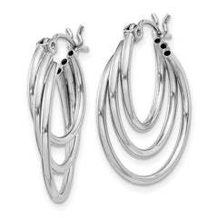 14k White Gold Triple Hoop Earrings