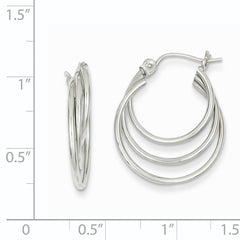 14k White Gold Triple Hoop Earrings