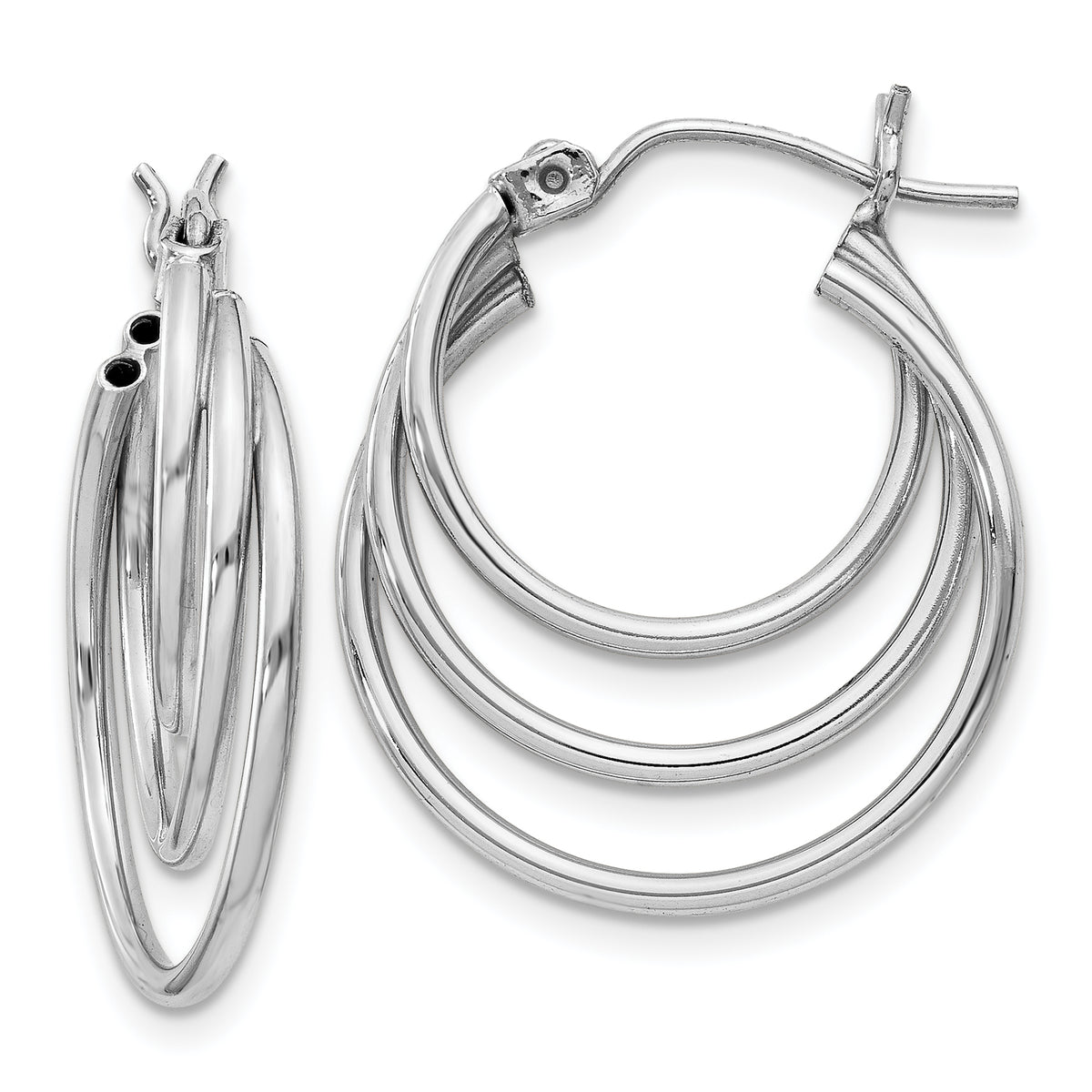 14k White Gold Triple Hoop Earrings