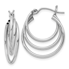 14k White Gold Triple Hoop Earrings