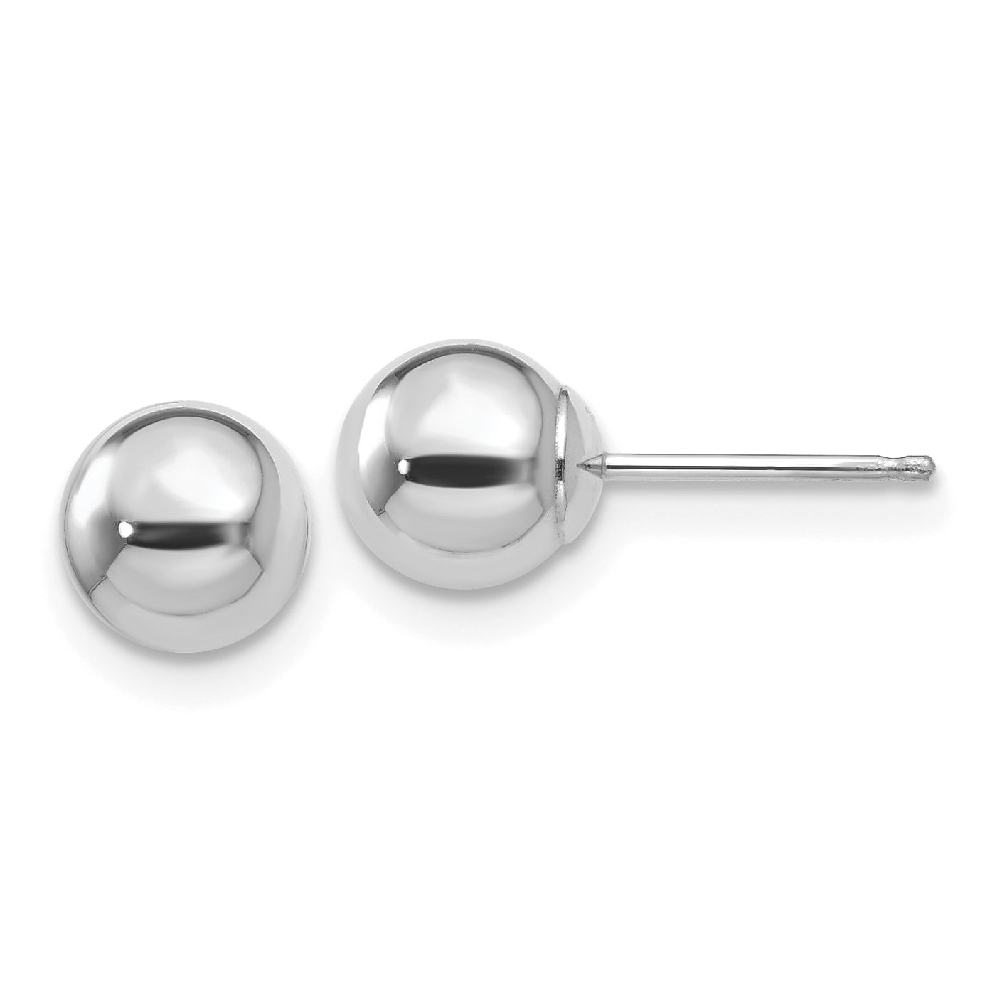 14k White Gold Polished 6mm Ball Post Earrings