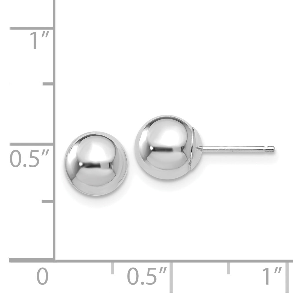 14k White Gold Polished 7mm Ball Post Earrings