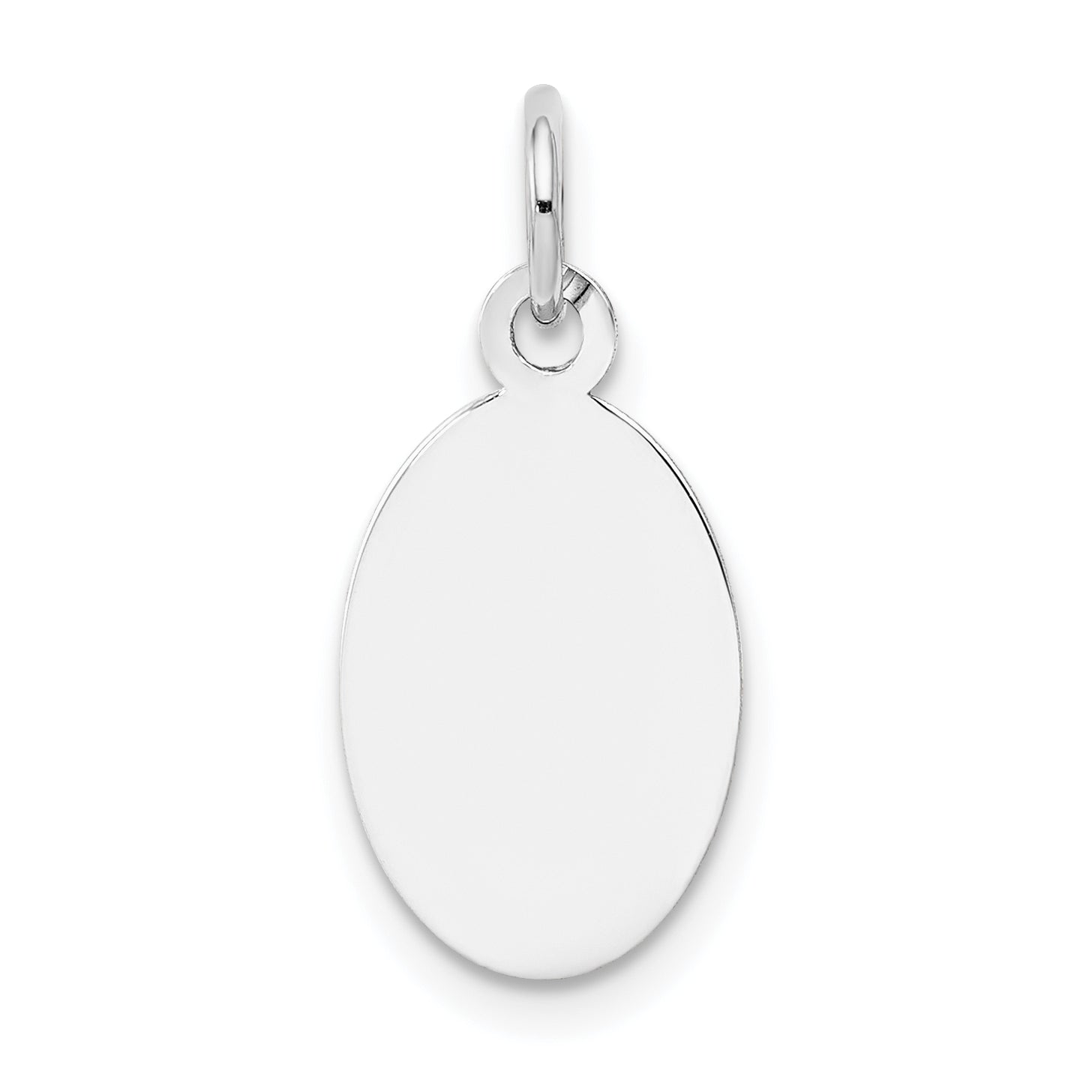 14K White Gold Plain .009 Gauge Oval Engravable Disc Charm